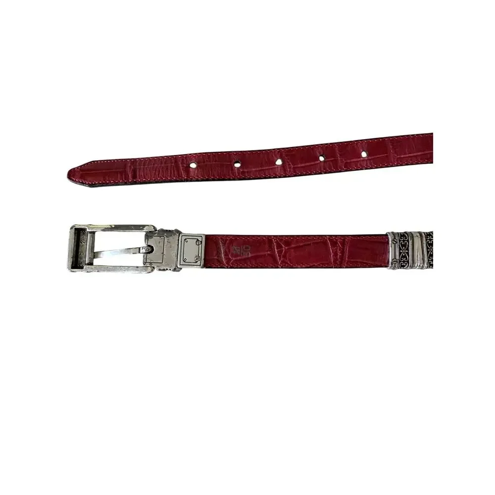 Brighton red black reversible swivel women’s belt silver tone size 30 classy